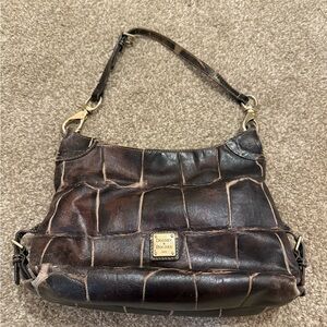 Dooney & Bourke Dark Brown Croc-Embossed Shoulder Bag